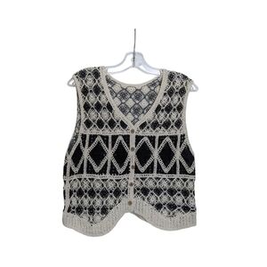 Black and Cream Crochet Vest Size 4